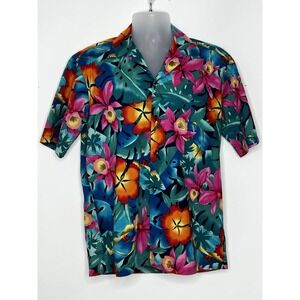 Hilo Hattie Hawaiian Original Men's Size M Bright Floral Print Hawaiian Shirt